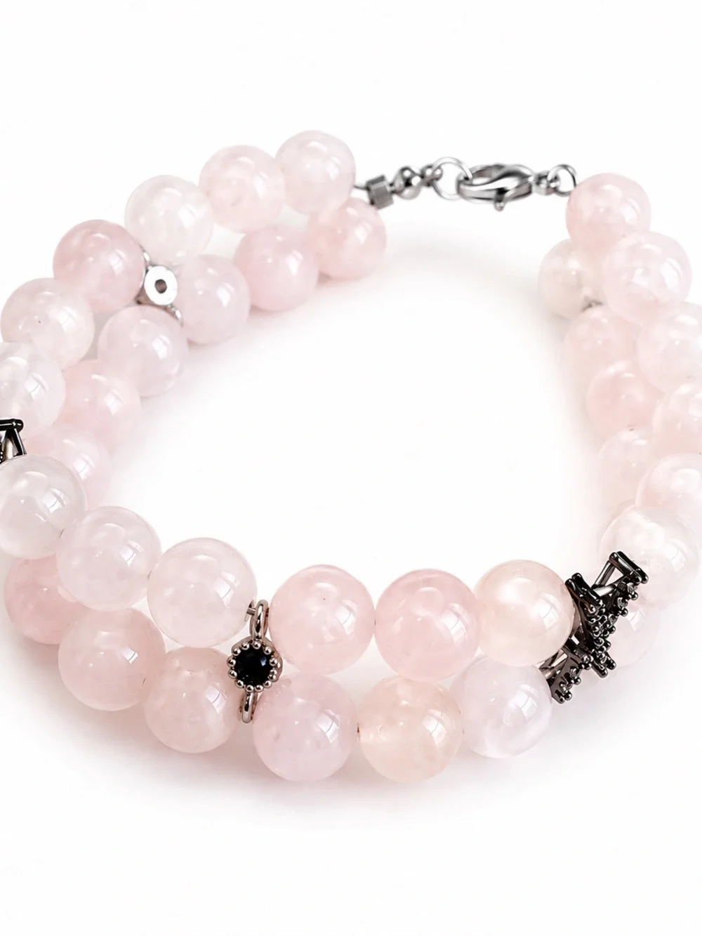 Rose Quartz Beaded Bracelet - Pink Gemstone Multi-Strand